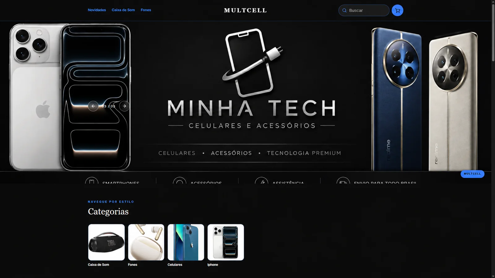 Site personalizado para loja de celulares e acessórios